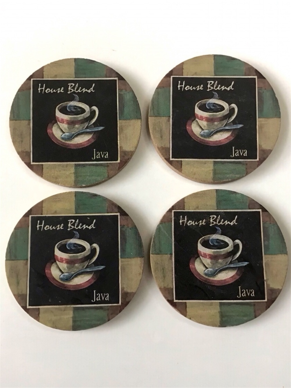 Thirstystone Coasters Coffee Theme House Blend Java Set 4 Cork Backed Sandstone
